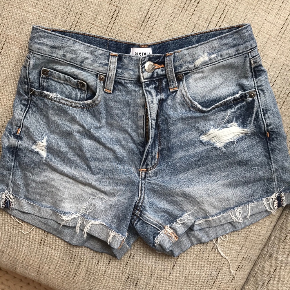 Pistola Distressed Jean Shorts - Blue